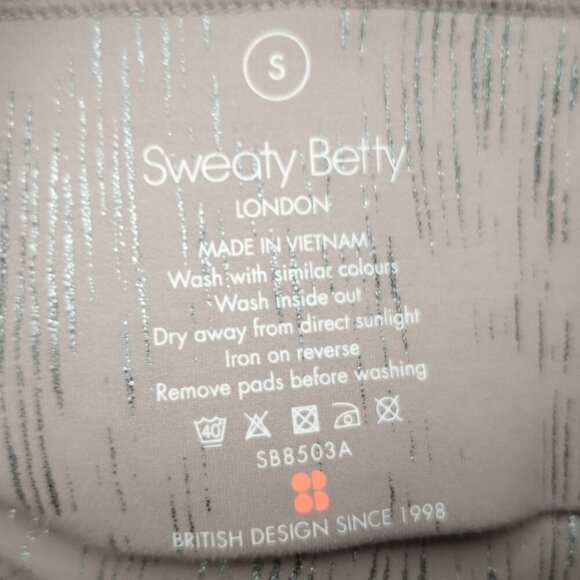 Sweaty Betty Ladies Size Small Mauve w/ Silver Pattern Racer Back Sports Bra - Picture 3 of 10